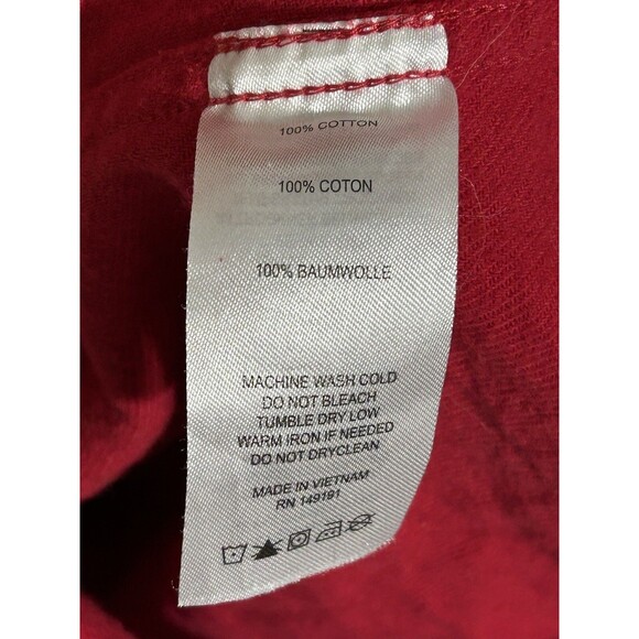 Topo Designs Solid Red Button Down Flannel Shirt Women Large Western Long Sleeve - Picture 11 of 13